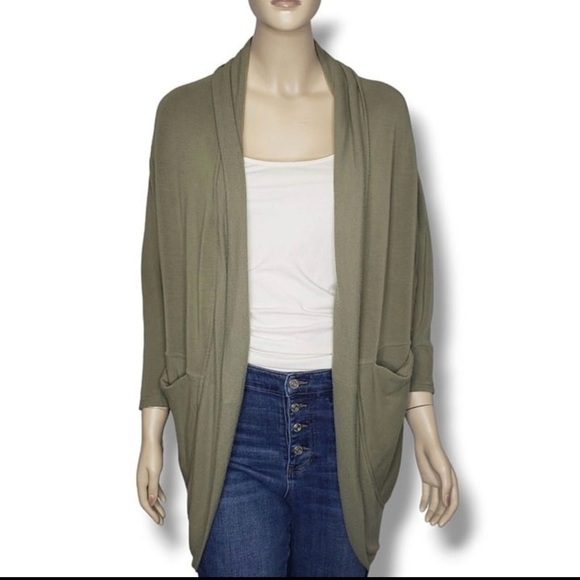 Athleta Ethereal Cocoon Wrap Sweater Womens Xxs/XS Shadow Olive Cardigan - Picture 1 of 6
